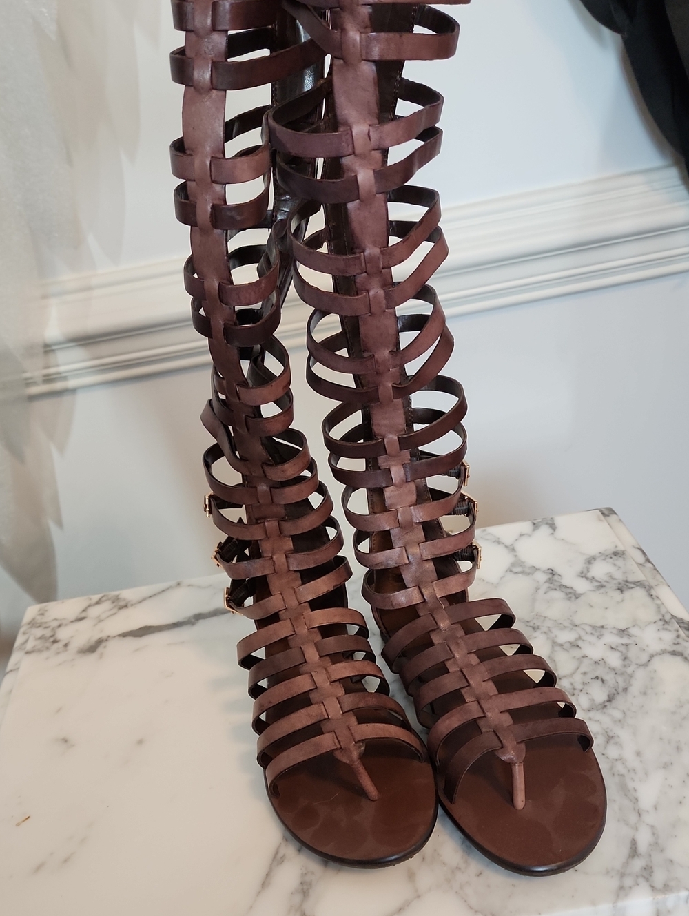 Vince Camuto "Kase" Tall Leather Gladiator Sandal Boots